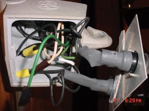 Figure 9. Dangling ground inside the wiring box where electronic HID fixtures were wired into the building electrical system.