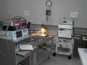 Figure 1. Test area and several of the fl ickermeters.