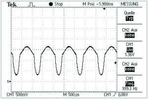 Figure 6. Demodulated 1 kHz interference signal at the output of an op-amp.