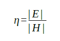“Eta equals the magnitude of E divided by the magnitude of H.